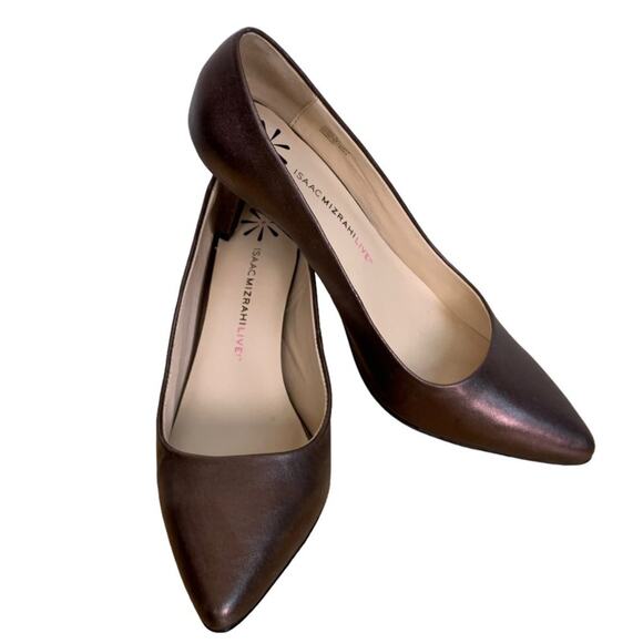 Isaac Mizrahi Live Lighter Brown Leather 3" Heel Classic Pump Shoe Size … - Picture 1 of 10